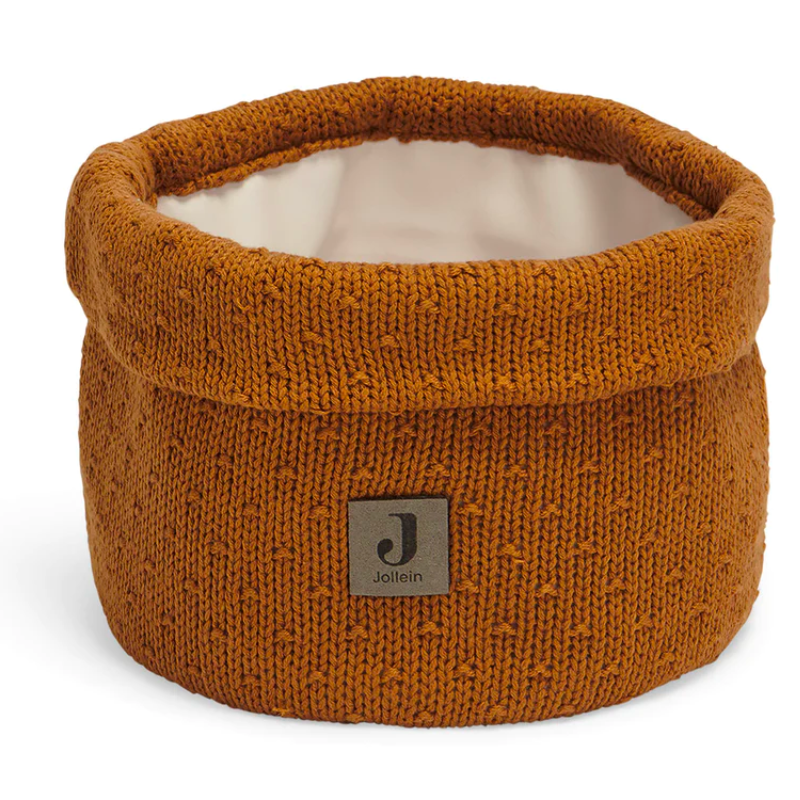 Dotted mesh storage basket - caramel