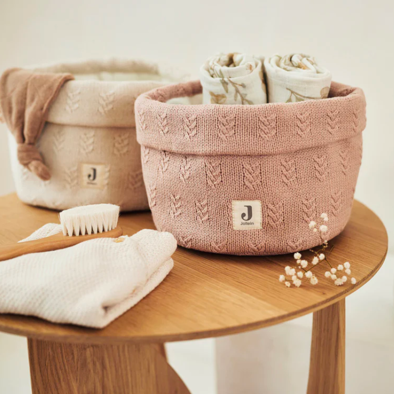 Grain knit storage basket - pink